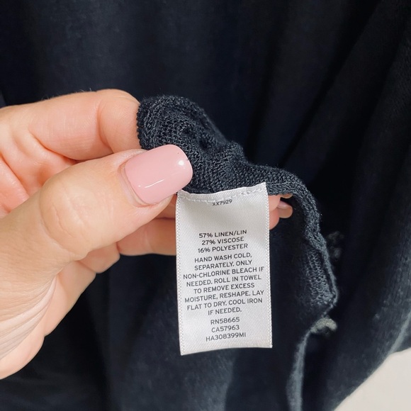 Halogen size XL Black Open-Front Duster Length Cardigan Linen Viscose Blend - Picture 3 of 9